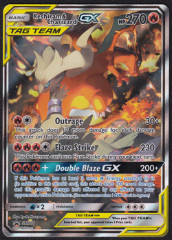 Reshiram & Charizard GX SM201 Holo Black Star Promo NM Pokemon Card - Image 1