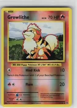 LP Growlithe 17/108 Common Evolutions Pokemon Reverse Holo 2016 - Image 1