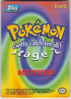 MP Ivysaur #02 E2 of 12 Topps The First Movie Trading Cards Pokemon 1999 - Image 2