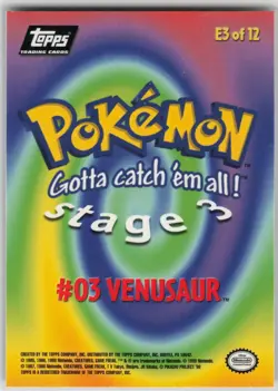 LP Venusaur #03 E3 of 12 Topps The First Movie Trading Cards Pokemon 1999 - Image 2