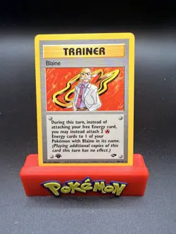 Pokemon Non-Holo RARE Gym Challenge 1st Edition Trainer Blaine 100/132 N/M Cond. - Image 1