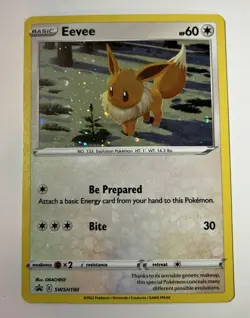 Pokemon Eevee Black Star Promo SWSH190 Sword & Shield Holo Card English TCG - Image 1