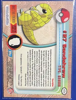NM Topps Sandshrew 27 Pokemon Tv Animation 1999 - Image 2