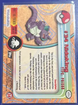 LP Topps Nidoking 34 Pokemon Tv Animation 1999 - Image 2