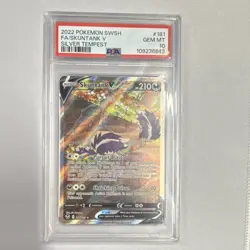 Skuntank V Pokemon TCG Silver Tempest 181/195 Full Art Ultra Rare Holo PSA 10 - Image 1
