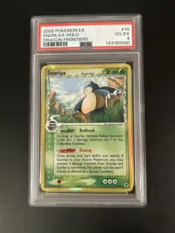 2006 Pokemon Snorlax Holo Dragon Frontiers 10/101 PSA 4 - Image 1