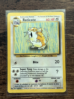 RATICATE - 40/102 - Base Set Unlimited - Pokemon Card - MP - WotC - Image 1