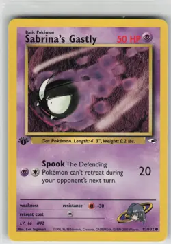 LP Sabrina's Gastly 93/132 1st Edition Common Gym Heroes Pokemon 2000 - Image 1