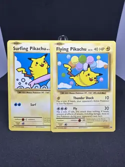 2016 Pokemon TCG Flying Pikachu & Surfing Pikachu Secret Rare Set XY Evolutions - Image 1