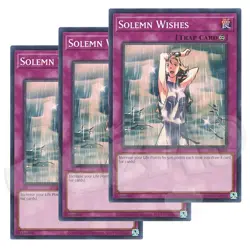 Yugioh - Solemn Wishes x 3 - NM - Plus Free Holographic Card - Image 1