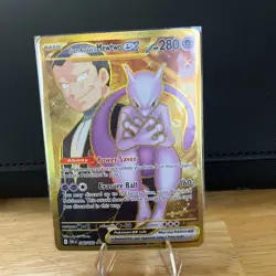 Team Rocket's Mewtwo EX 240/182 Gold Hyper Rare Destined Rivals Pokemon (NM/M) - Image 1
