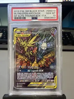 PSA 10 GEM MINT Pokemon Moltres & Zapdos & Articuno GX Promo Full Art SM210 - Image 1