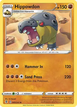 Hippowdon 085/203 SWSH07: Evolving Skies Regular NM-Mint Pokemon Card TCG - Image 1