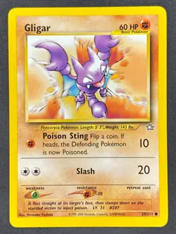 Pokemon Gligar 59/111 N1 Neo Genesis Unlimited LP/NM - Image 1