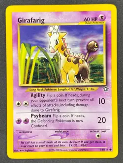 Pokemon Girafarig 58/111 N1 Neo Genesis Unlimited LP/NM - Image 1