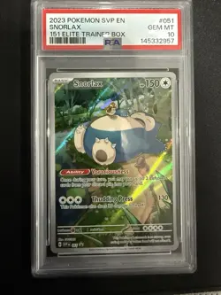 Pokemon Scarlet & Violet 151 ETB Snorlax #51 Promo Holo PSA 10 Gem - Image 1