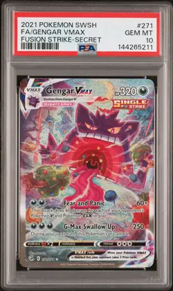 2021 POKEMON SWORD & SHIELD FUSION STRIKE SECRET FULL ART/GENGAR VMAX PSA 10 - Image 1