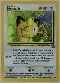 Pokemon Meowth WOTC Black Star Promo 10 Holo GB NM - Image 1
