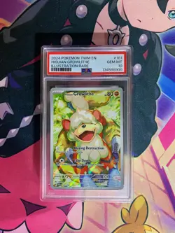 2024 POKEMON TWM EN-TWILIGHT MASQUERADE #181 HISUIAN GROWLITHE PSA 10 - Image 1