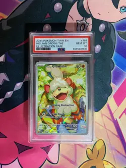 2024 POKEMON TWM EN-TWILIGHT MASQUERADE #181 HISUIAN GROWLITHE PSA 10 - Image 2