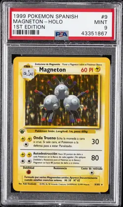 1999 POKEMON SPANISH 1ST ED #9 MAGNETON-HOLO PSA 9 - Image 1