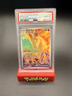 2025 POKEMON DRI EN-DESTINED RIVALS ILLUSTRATION RARE #189 RAPIDASH PSA 10 - Image 1