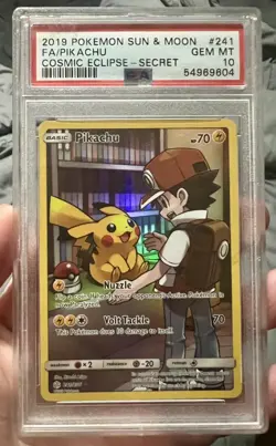 2019 Pokemon SUN & MOON FA/ PIKACHU Cosmic Eclipse-Secret #241 PSA 10 GEM MT - Image 1