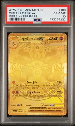 2025 POKEMON MEG EN-MEGA EVOLUTION MEGA HYPER RARE #188 MEGA LUCARIO EX PSA 10 - Image 1