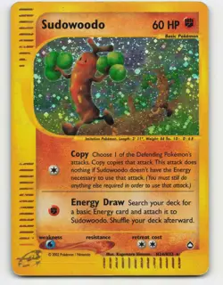 2002 Pokemon, Aquapolis, #H24/H32 Sudowoodo, Holo Rare - Image 1