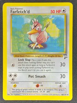Pokemon Farfetch'd 40/130 BS2 Base Set 2 LP - Image 1