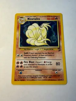 Pokemon TCG Ninetales 13/130 ☆ Holo Rare W/Swirl 🌀Base Set 2 Vintage LP - Image 1