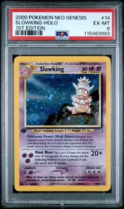 Pokemon Slowking Vintage 1st Edition Neo Genesis Holo (Swirl) #14 PSA 6 - Image 1