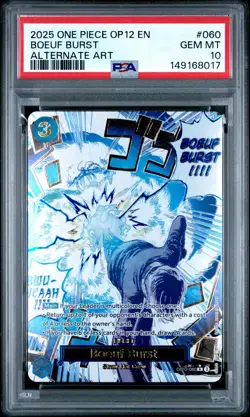 2025 ONE PIECE OP12-LEGACY OF THE MASTER ALTERNATE ART #060 BOEUF BURST PSA 10 - Image 1