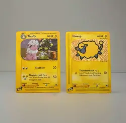 2002 vintage NM to Mint 💎 x2 Cards – Expedition 77 Flaffy & 119/165 Mareep - Image 1