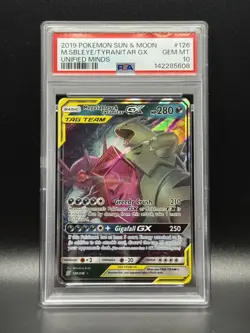 PSA 10 GEM MINT Mega Sableye & Tyranitar GX 126 Unified Minds Pokemon Card - Image 1