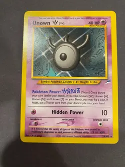 Unown [W] 29/105 Neo Destiny Pokemon TCG Card RARE - Image 1