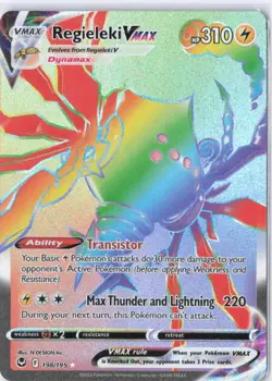 Regieleki VMAX Secret Rare Full Art Holo 198/195 Silver Tempest Pokemon TCG Card - Image 1