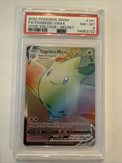 POKEMON 2020 Vivid Voltage Secret Full Art TOGEKISS Vmax #191 PSA 8 RARE - Image 1