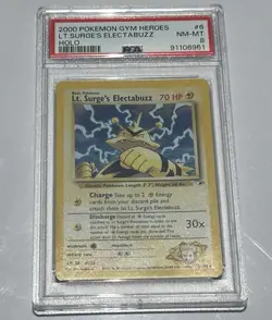 🔥 PSA 8 Lt Surge's Electabuzz Gym Heroes 6/132 English Holo Rare Vintage - Image 5