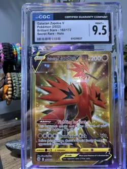 Pokemon Galarian Zapdos V Secret Rare Holo CGC 9.5 Brilliant Stars 182/172 - Image 1