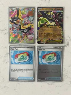 LOT of 4 Mega Zygarde Ex 047/088 Iono's Wattrel 231/217 Poke pad 081/088 pokemon - Image 1