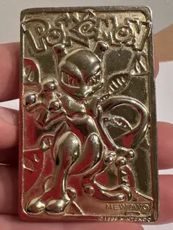 Vintage 1999 Burger King Pokemon 23k Gold Plated Mewtwo Collectible Card READ - Image 2