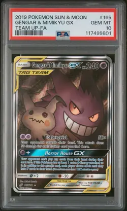 Pokemon 2019 Gengar & Mimikyu GX 165/181 Alt Art Team Up GEM MINT PSA 10 - Image 1