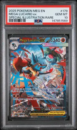2025 Pokemon Mega Lucario ex #179 SIR PSA 10 GEM MINT Mega Evolution - Image 1