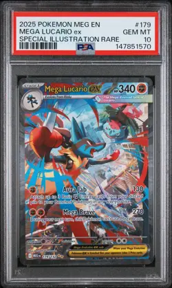 2025 Pokemon Mega Lucario ex #179 SIR PSA 10 GEM MINT Mega Evolution - Image 3