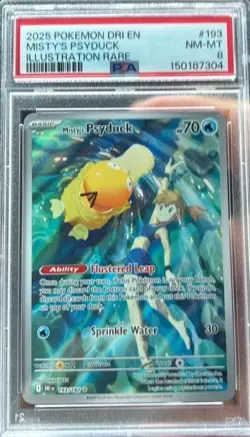 Pokemon Misty's Psyduck 193/182 Destined Rivals Illustration Rare Holo PSA 8 En… - Image 1
