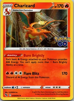 Charizard Holo Rare Pokemon GO 010/078 NM - Image 1