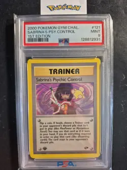 First Edition 2000 Pokemon Gym Chal. 121/132 Sabrina's Psy. Control PSA Mint 9 - Image 1