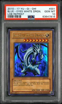 Yu-Gi-Oh! Blue-Eyes White Dragon Legend/Blue Eyes 2010-17 Reprint LOB-001 PSA 10 - Image 1