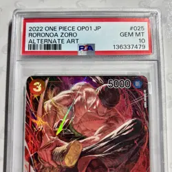 PSA10 Roronoa Zoro Alternate Art OP01-025 OP01 2022 One Piece Card Japanese - Image 3